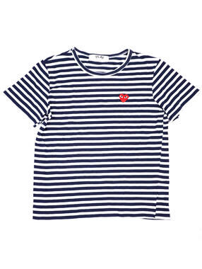 Comme Des Garcons Play T Shirt Mens XL Striped Heart Logo Made In Japan CDG